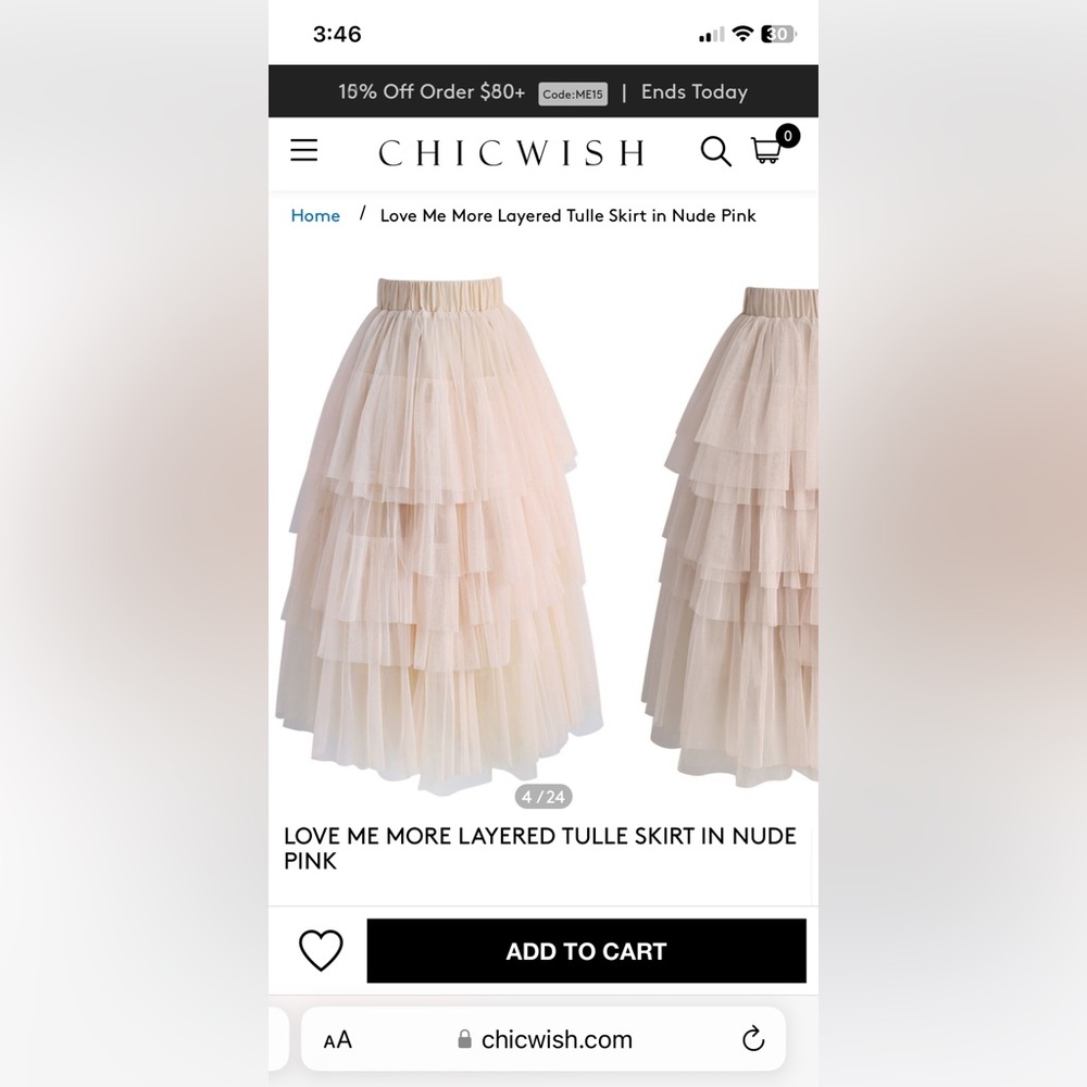 XS/S Light Pink Tulle Skirt